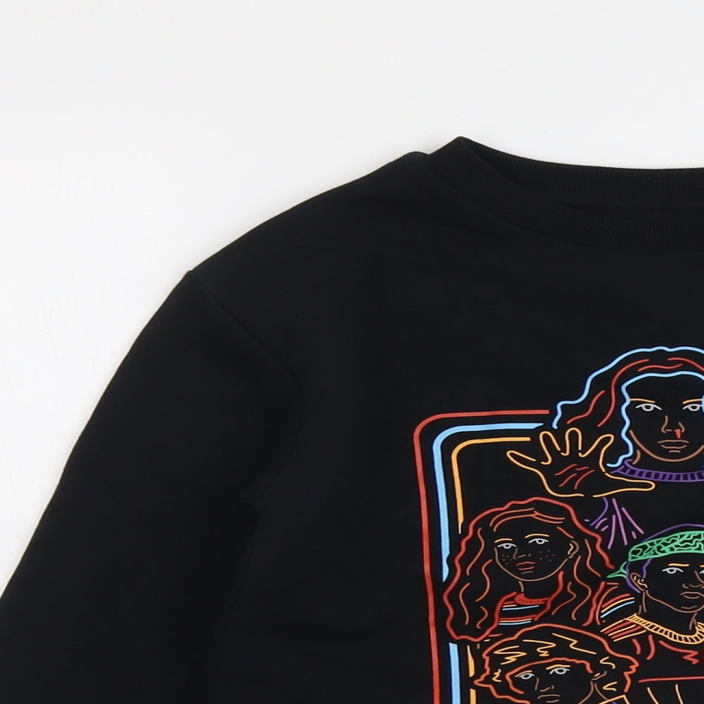 Marks and Spencer Boys Black Cotton Pullover Sweatshirt Size 9-10 Years Pullover - Stranger Things