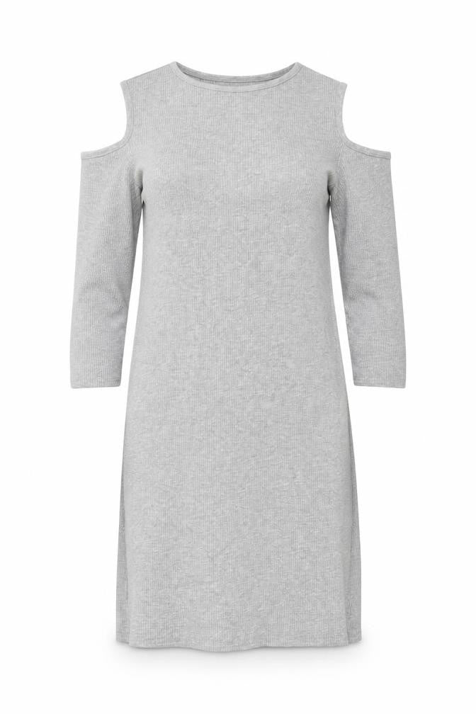 H&M Womens Grey Cotton A-Line Size 14 Round Neck Pullover - Cold Shoulder