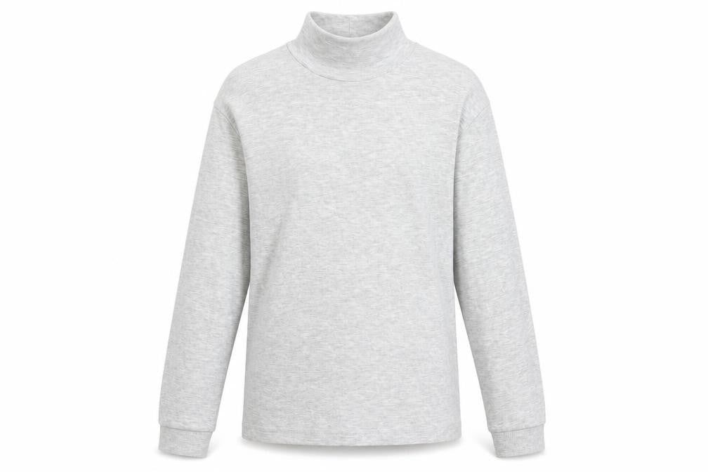 Marks & Spencer Girls Grey Cotton Basic T-Shirt Size 11-12 Years High Neck Pullover