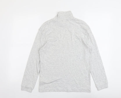 Back view of Marks & Spencer girls’ grey cotton basic t-shirt, size 11-12, years high neck pullover