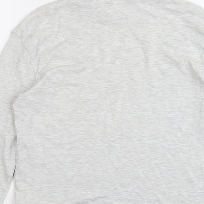 Brand and care label for Marks & Spencer girls’ grey cotton basic t-shirt, size 11-12, years high neck pullover