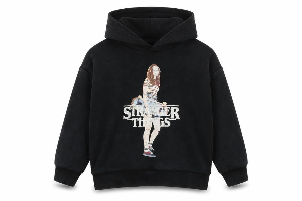 Marks & Spencer Boys Black Cotton Pullover Hoodie Size 7-8 Years Pullover - Strangers Things