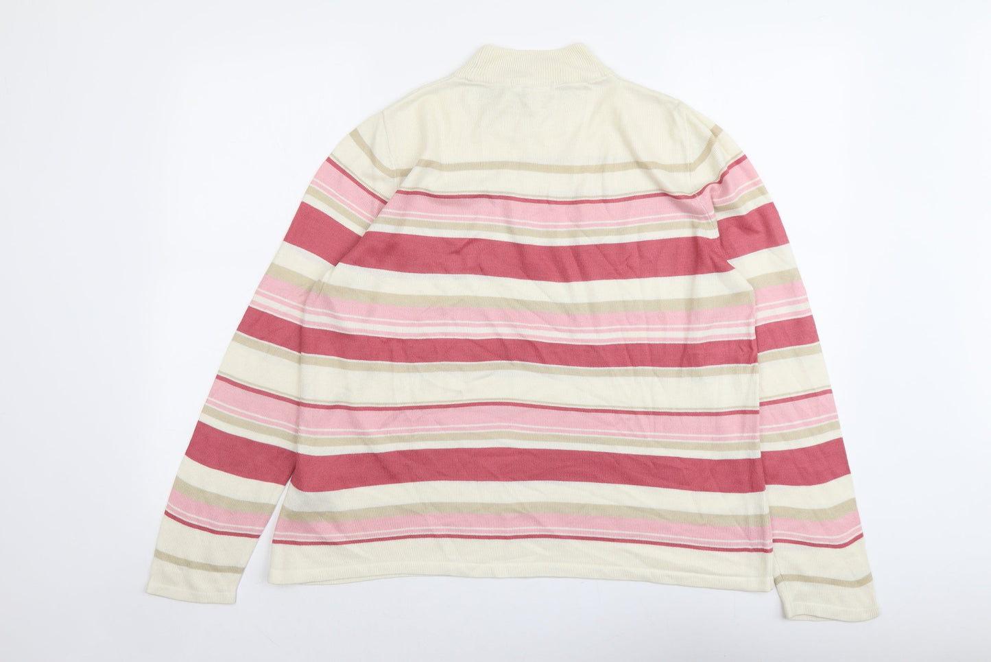 Marks and Spencer Womens Multicoloured Mock Neck Striped Acrylic Pullover Jumper Size 12
