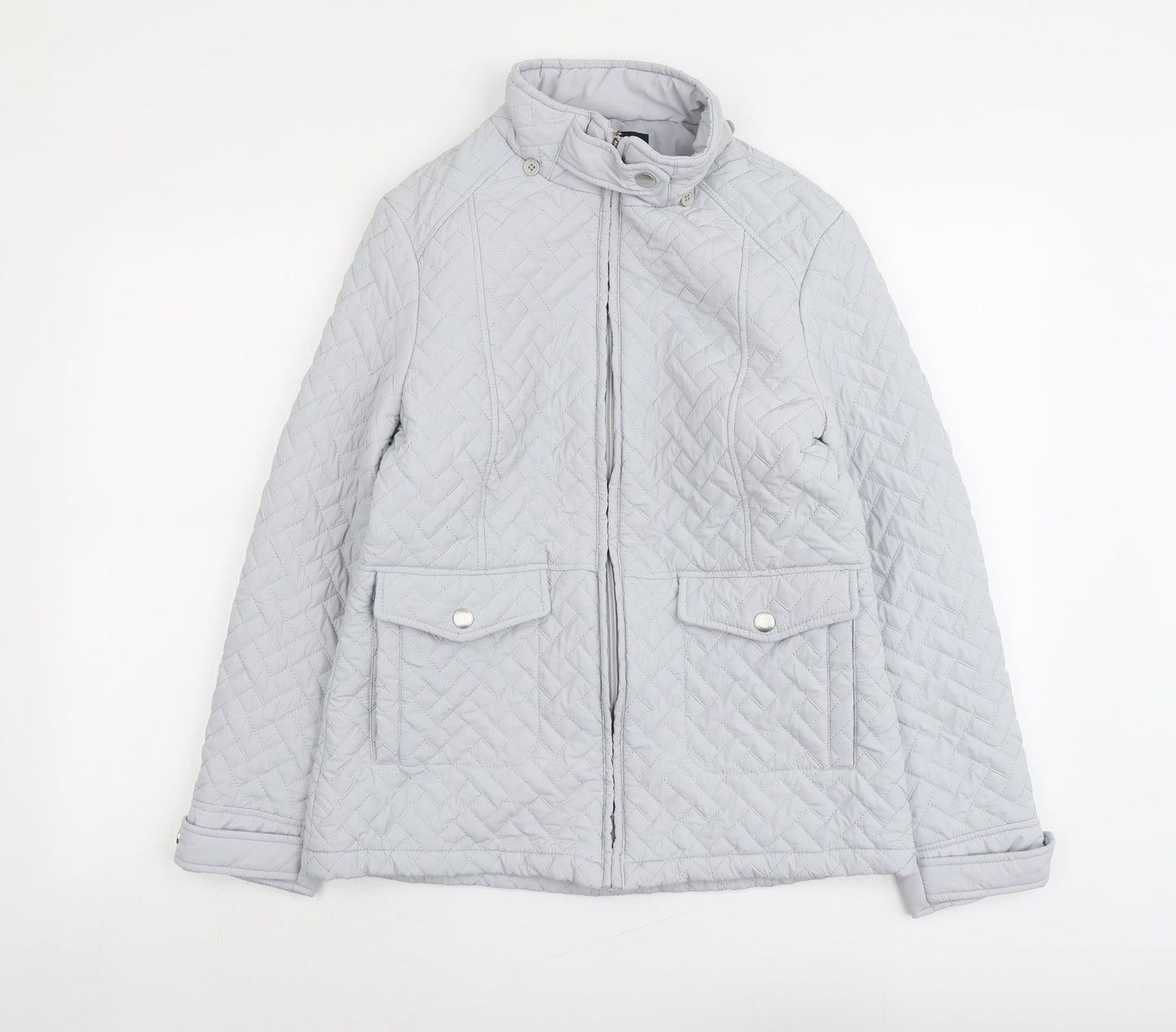 EWM Womens Grey Quilted Jacket Size 10 Zip