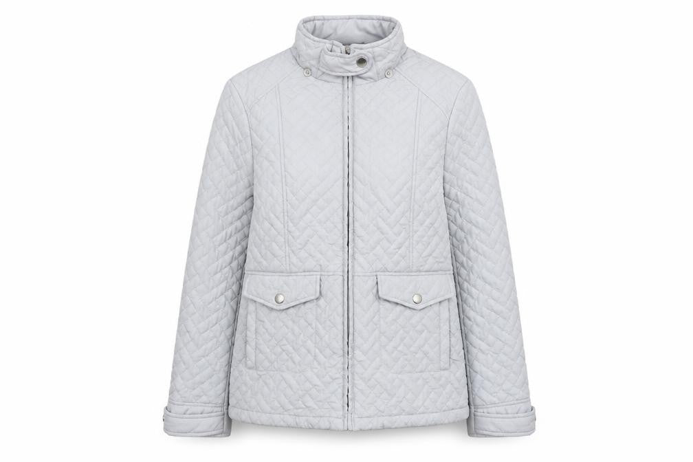 EWM Womens Grey Quilted Jacket Size 10 Zip