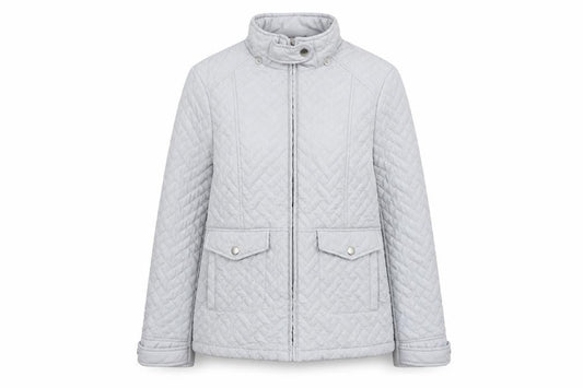 EWM Womens Grey Quilted Jacket Size 10 Zip