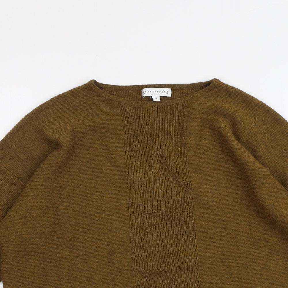 Warehouse Womens Brown Round Neck Viscose Pullover Jumper Size 6