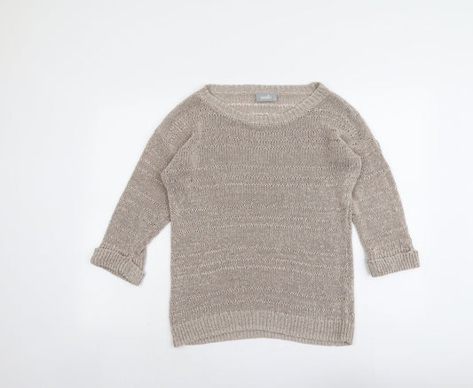Wallis Womens Beige Boat Neck Acrylic Pullover Jumper Size M