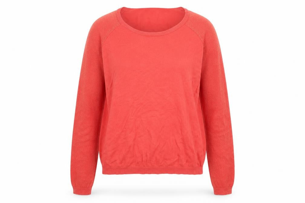 Monoprix Womens Red Round Neck Cotton Pullover Jumper Size 4