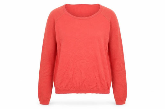 Monoprix Womens Red Round Neck Cotton Pullover Jumper Size 4