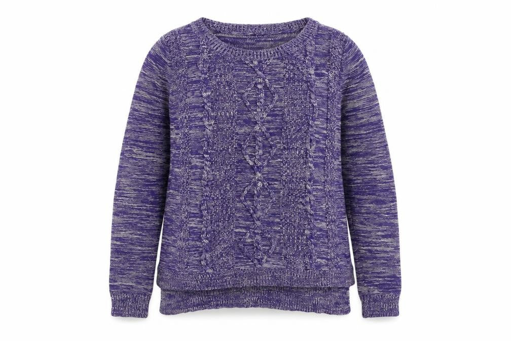 Yumi Womens Purple Round Neck Cotton Pullover Jumper Size 10