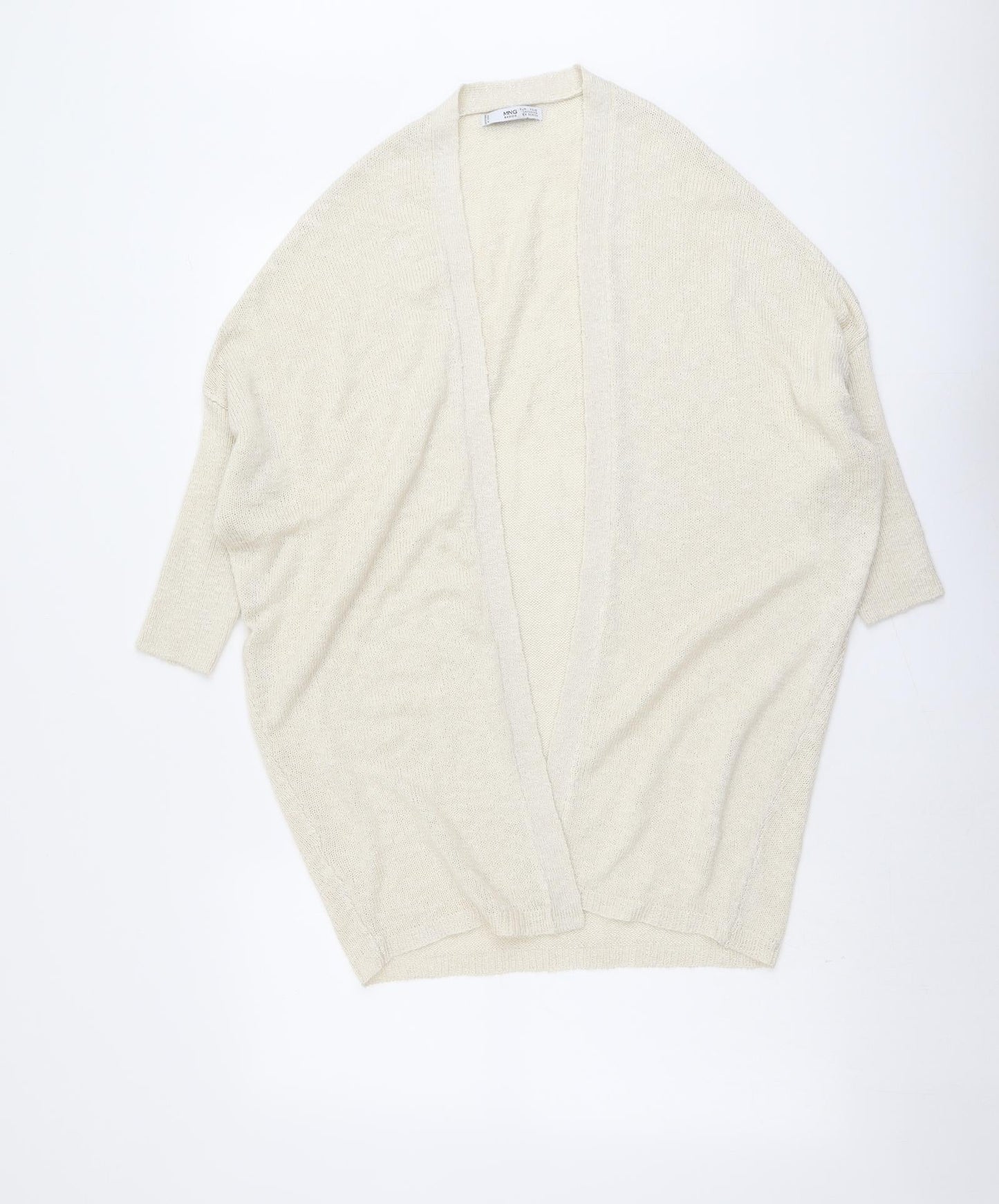 Mango Womens Beige V-Neck Acrylic Cardigan Jumper Size XS