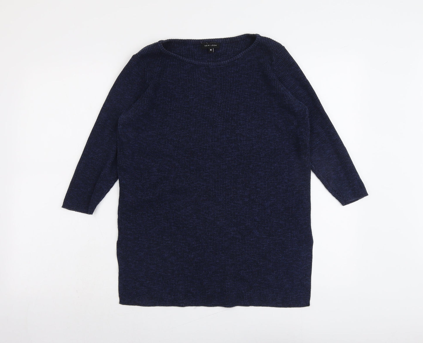 New Look Womens Blue Round Neck Cotton Pullover Jumper Size 10
