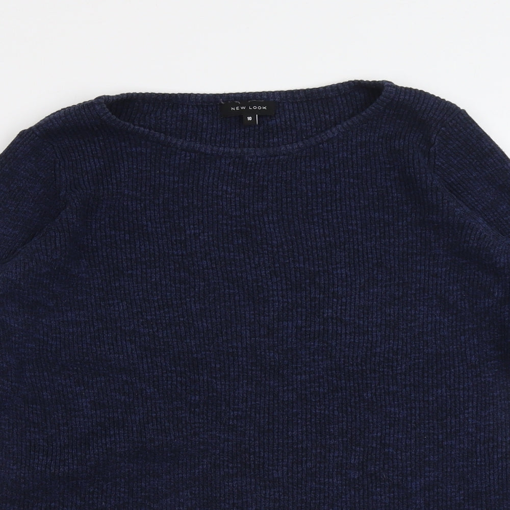New Look Womens Blue Round Neck Cotton Pullover Jumper Size 10