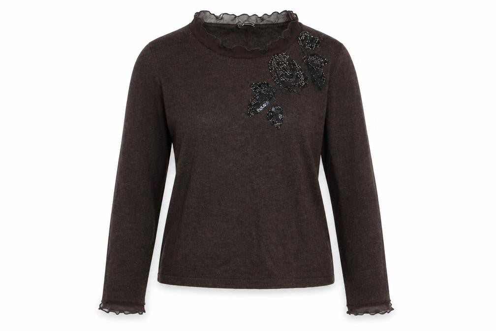 Gerry Weber Womens Brown Round Neck Cotton Pullover Jumper Size 12