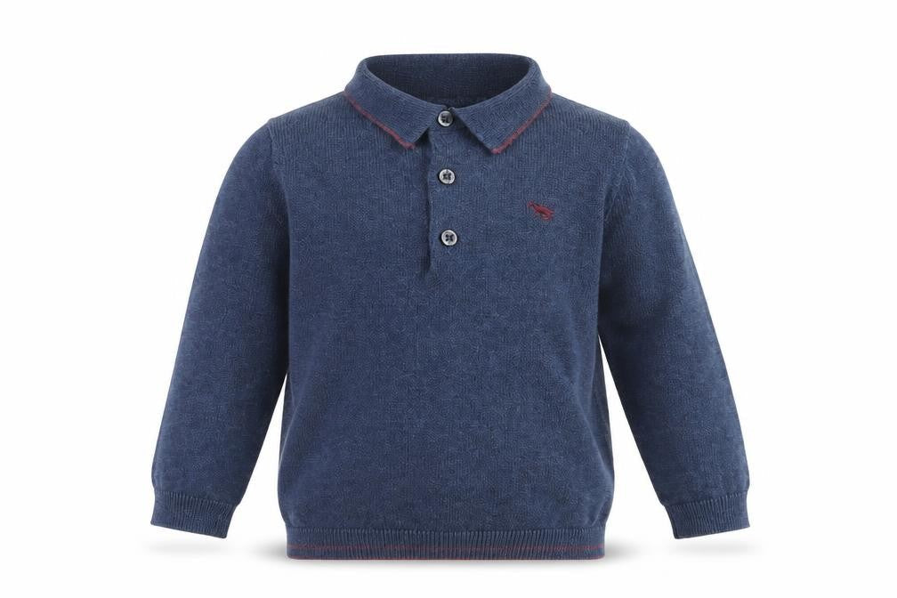 Next Boys Blue Collared Cotton Pullover Jumper Size 2 Years Button