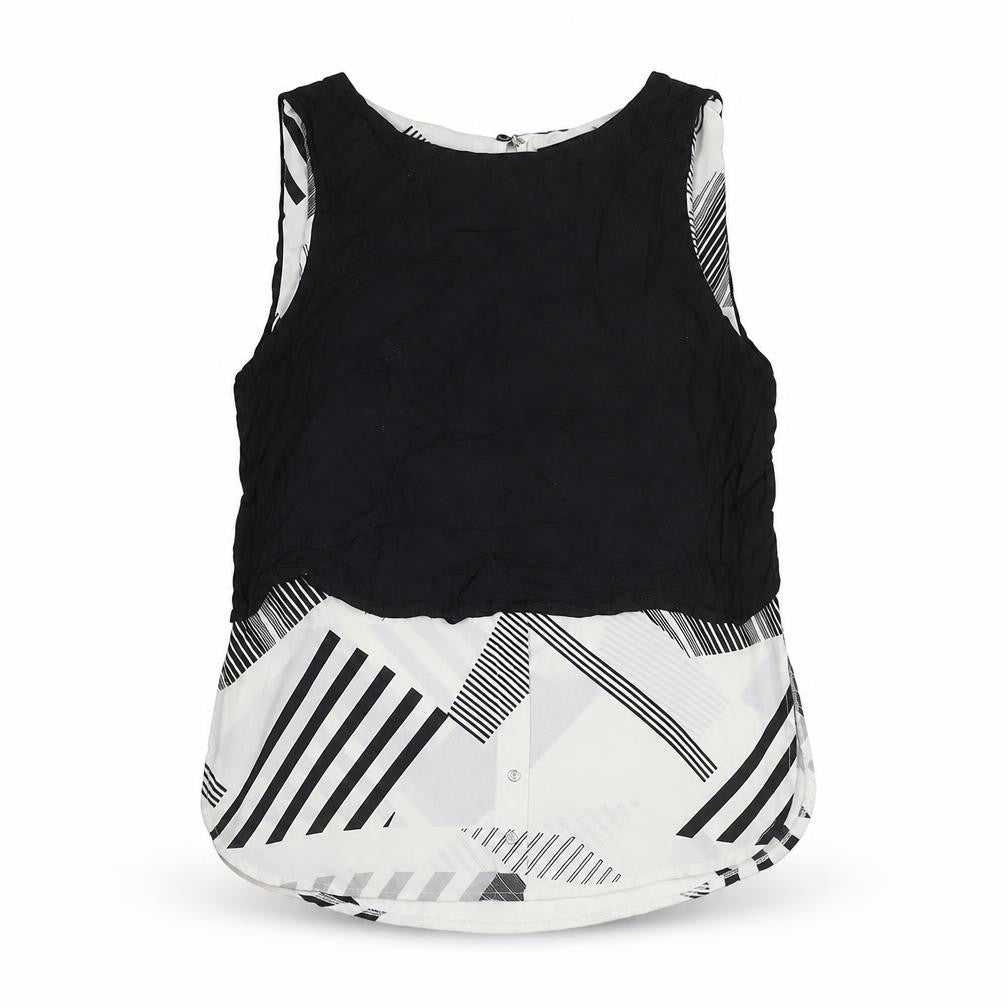 River Island Womens Black Geometric Polyester Basic Tank Size 10 Boat Neck