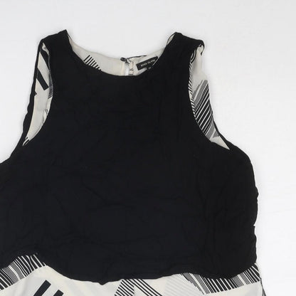 River Island Womens Black Geometric Polyester Basic Tank Size 10 Boat Neck