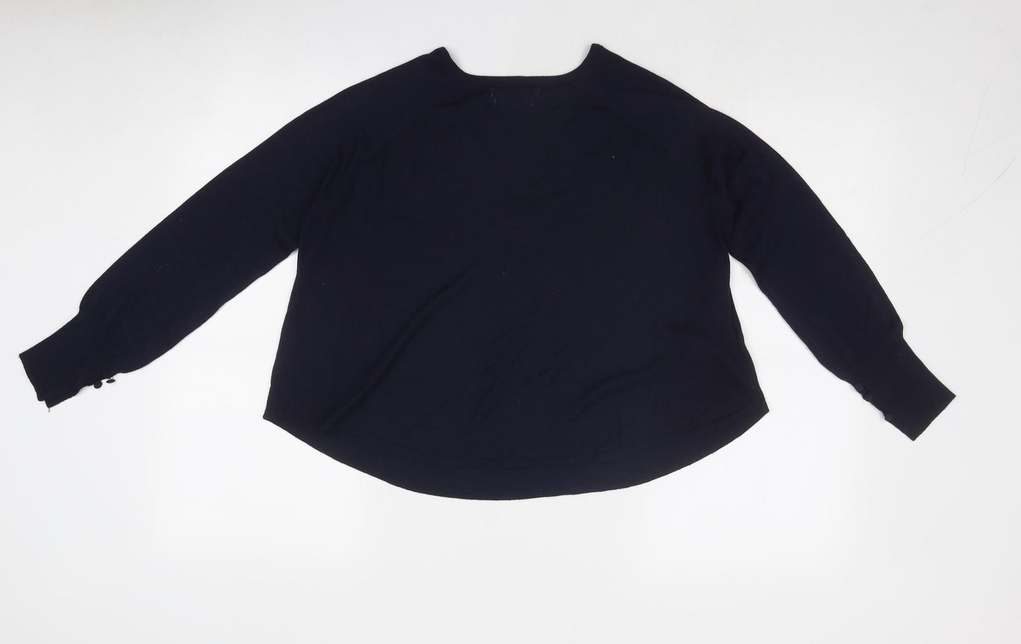 Mango Womens Blue V-Neck Polyester Pullover Jumper Size S
