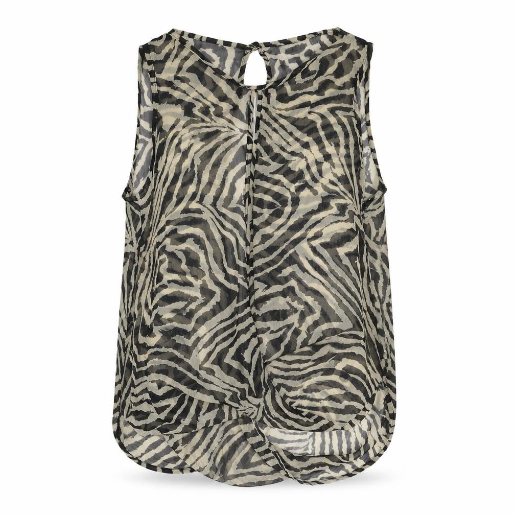 Glamorous Womens Black Animal Print Polyester Basic Blouse Size 8 Boat Neck