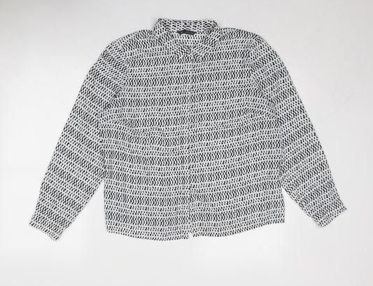 Marks and Spencer Womens Grey Geometric Polyester Basic Button-Up Size 18 Collared