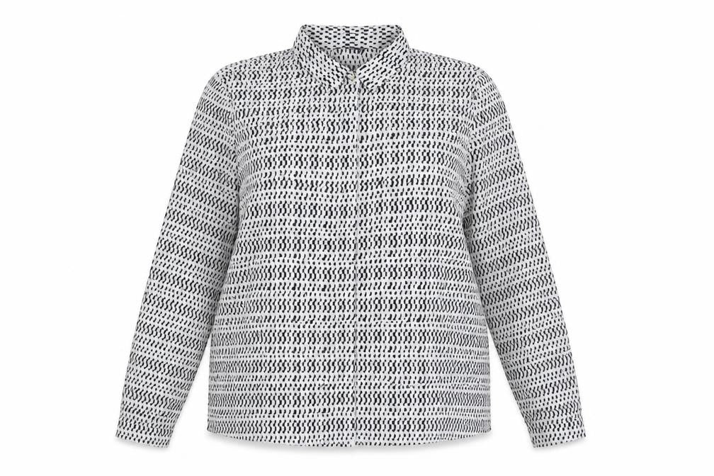 Marks & Spencer Womens Grey Geometric Polyester Basic Button-Up Size 18 Collared