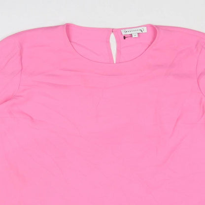 Warehouse Womens Pink Polyester Basic Blouse Size 10 Round Neck