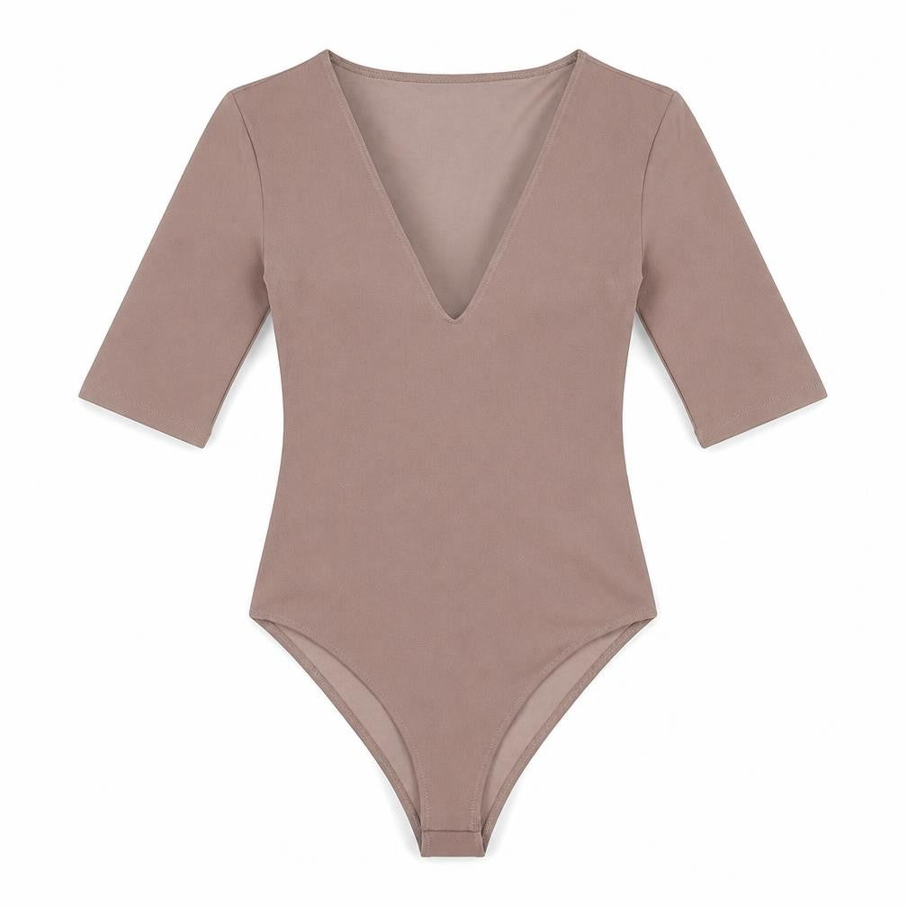 Zara Womens Brown Polyester Bodysuit One-Piece Size S Snap