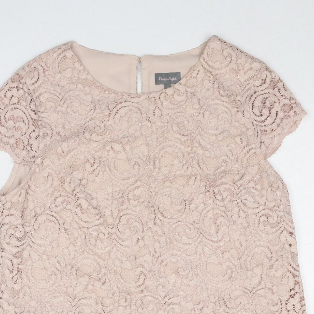 Phase Eight Womens Pink Polyamide Basic Blouse Size 10 Boat Neck