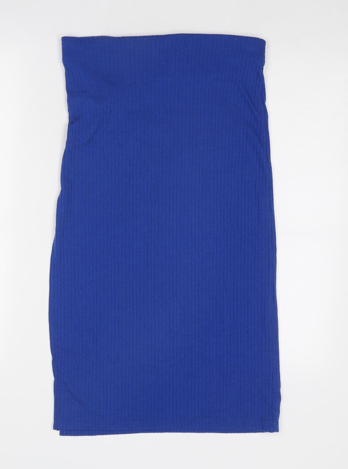 Stradivarius Womens Blue Viscose Bandage Skirt Size M
