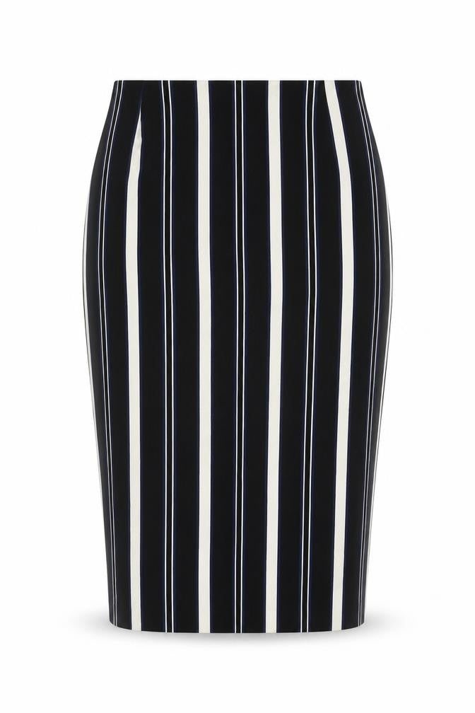 River Island Womens Blue Striped Polyester Straight & Pencil Skirt Size 6 Zip