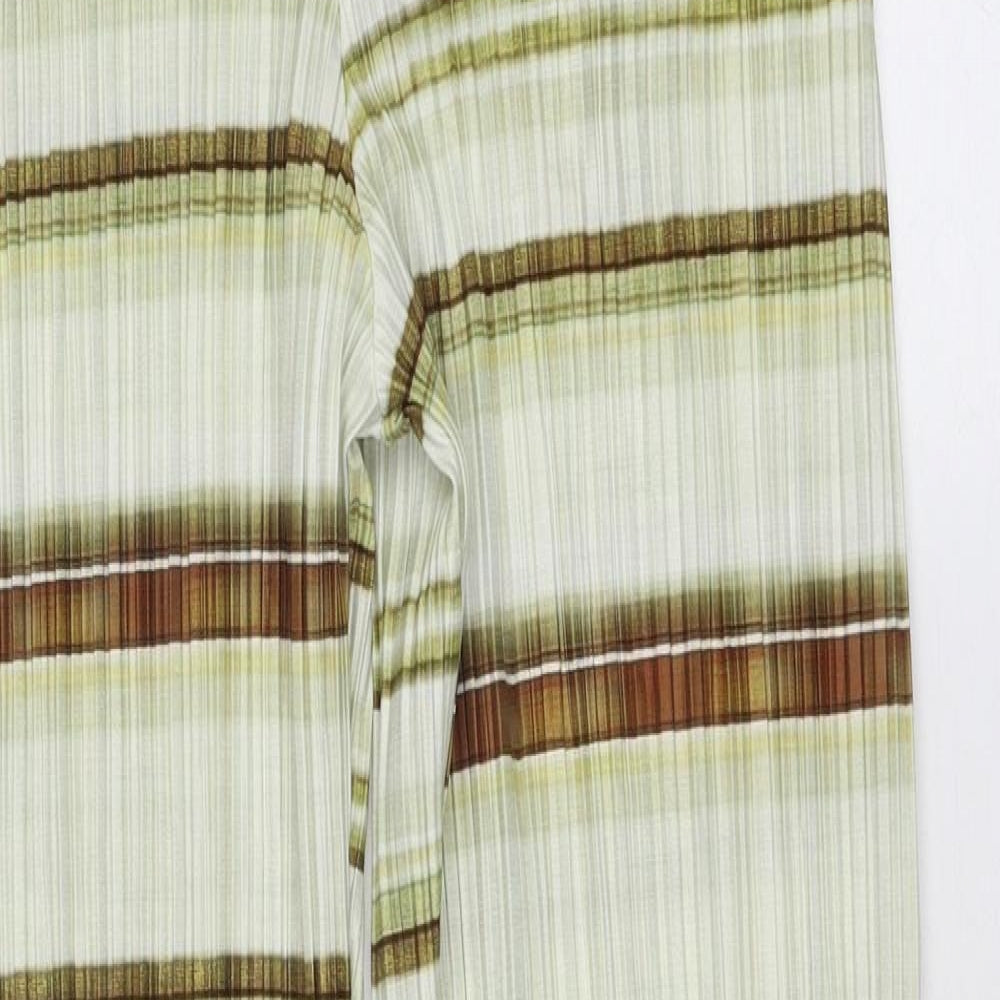 PRETTYLITTLETHING Womens Green Striped Polyester Trousers Size 8 Regular