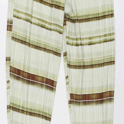 PRETTYLITTLETHING Womens Green Striped Polyester Trousers Size 8 Regular