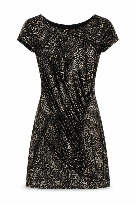 Quiz Womens Black Animal Print Polyester Mini Size 6 Boat Neck Pullover