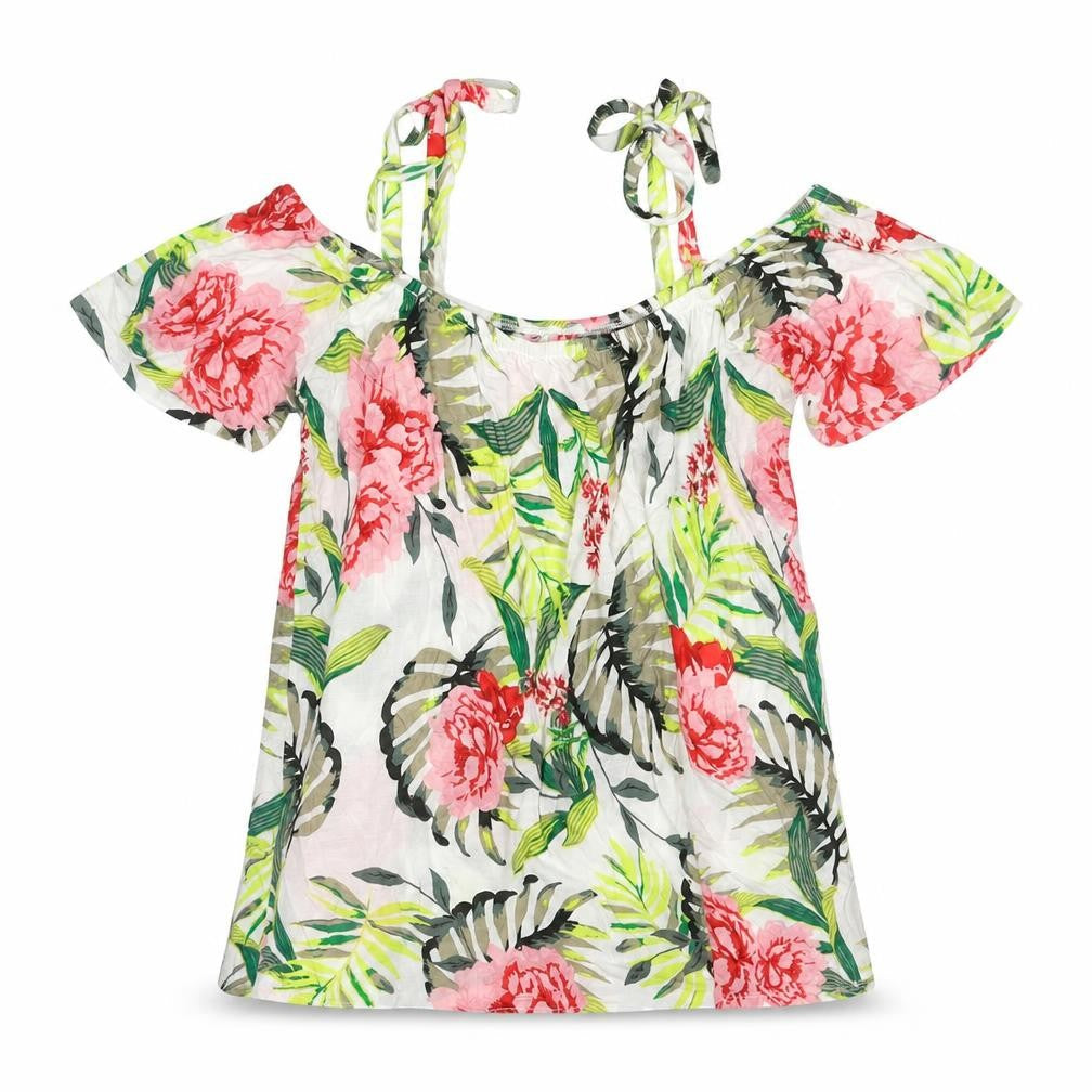 Dorothy Perkins Womens Multicoloured Floral Viscose Basic T-Shirt Size 10 Boat Neck