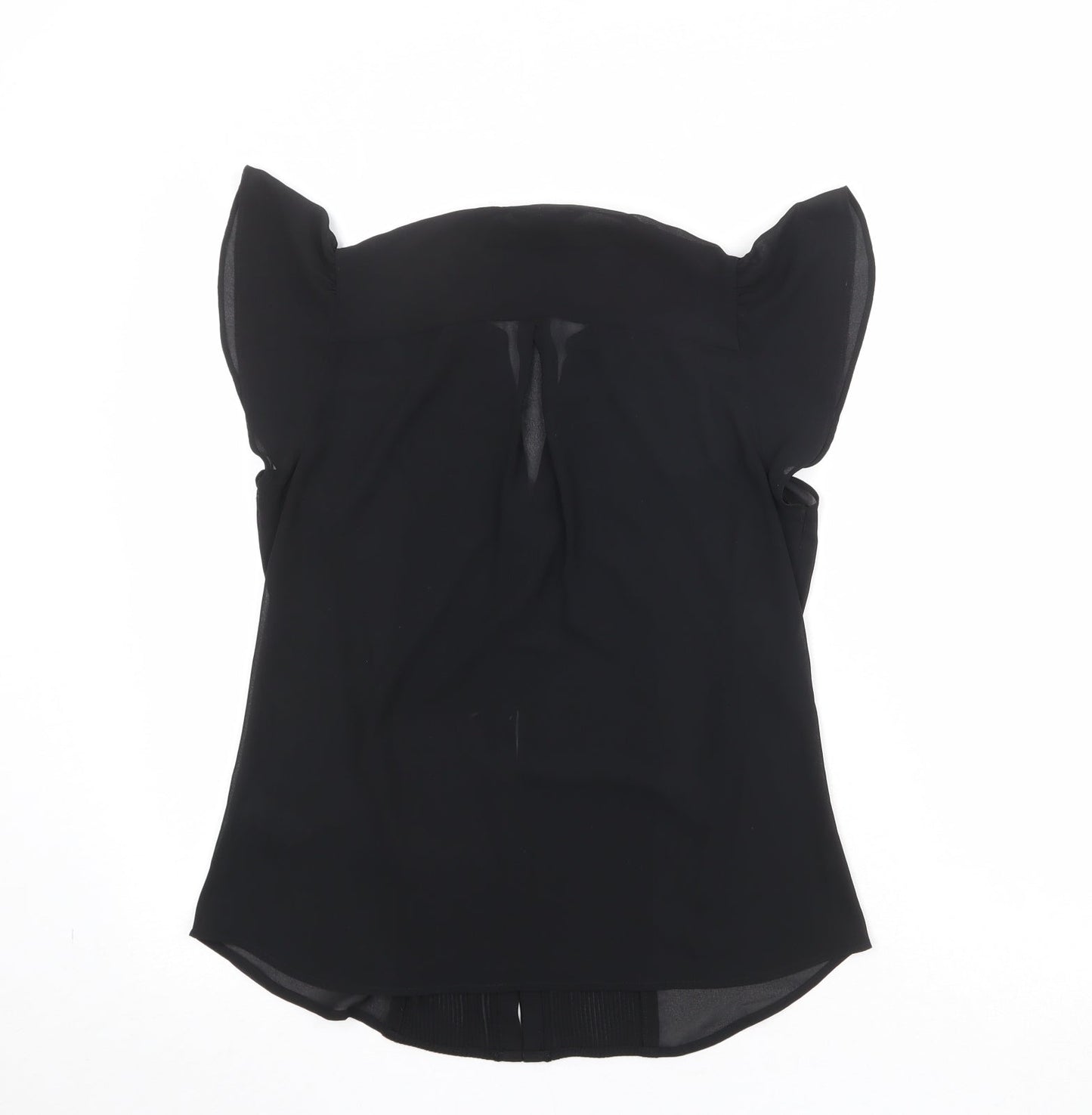 H&M Womens Black Polyester Basic Blouse Size 10 V-Neck