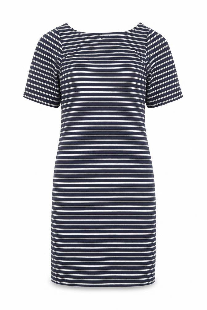 Mango Womens Blue Striped Cotton T-Shirt Dress Size S Boat Neck Pullover