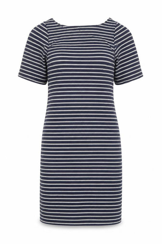 Mango Womens Blue Striped Cotton T-Shirt Dress Size S Boat Neck Pullover