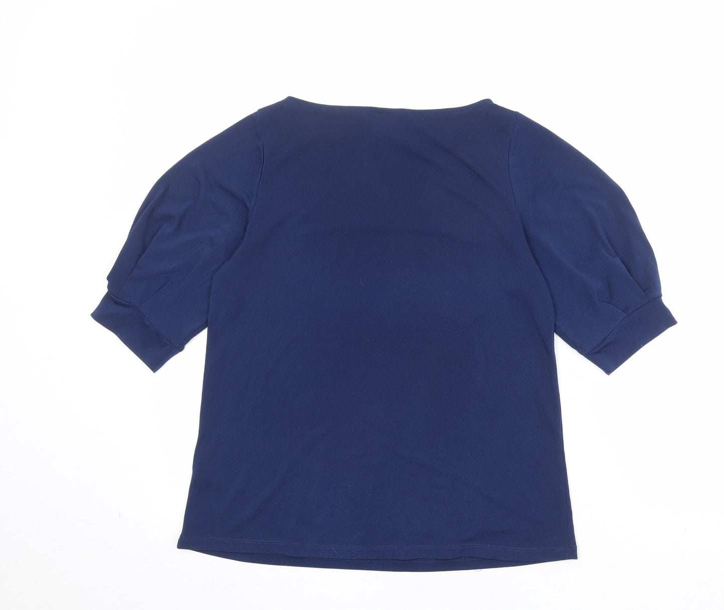 H&M Womens Blue Polyester Basic Blouse Size XS Round Neck