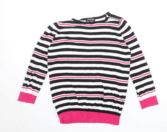 Debenhams Womens Multicoloured Round Neck Striped Viscose Pullover Jumper Size 14