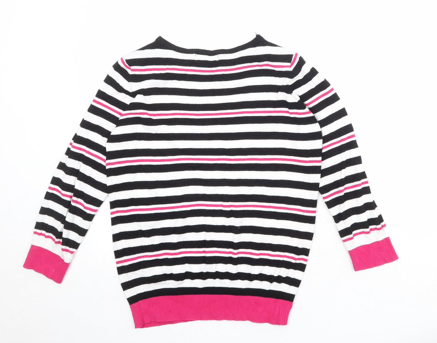 Debenhams Womens Multicoloured Round Neck Striped Viscose Pullover Jumper Size 14