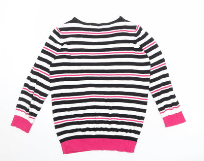 Debenhams Womens Multicoloured Round Neck Striped Viscose Pullover Jumper Size 14