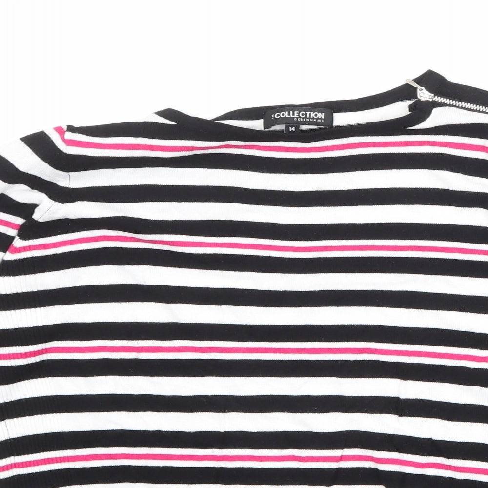 Debenhams Womens Multicoloured Round Neck Striped Viscose Pullover Jumper Size 14