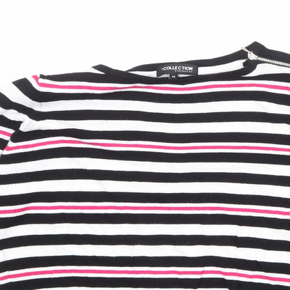 Debenhams Womens Multicoloured Round Neck Striped Viscose Pullover Jumper Size 14
