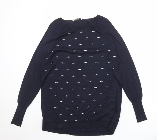 Oasis Womens Blue Round Neck Polyester Pullover Jumper Size S