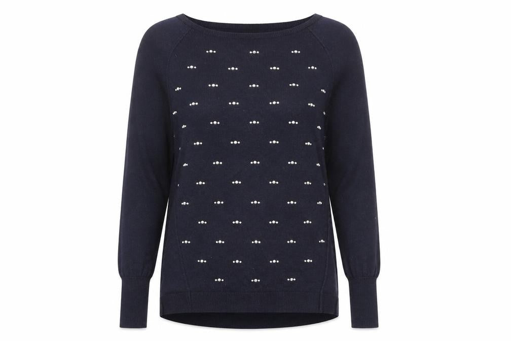 Oasis Womens Blue Round Neck Polyester Pullover Jumper Size S