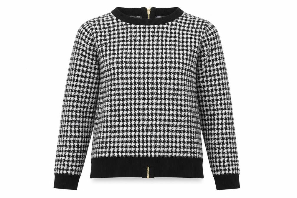 H&M Womens Black Round Neck Geometric Viscose Pullover Jumper Size S - Houndstooth