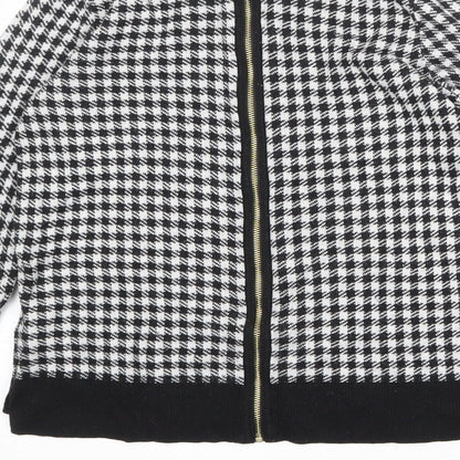 H&M Womens Black Round Neck Geometric Viscose Pullover Jumper Size S - Houndstooth