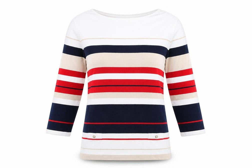 Lakeland Womens Multicoloured Round Neck Striped Viscose Pullover Jumper Size M