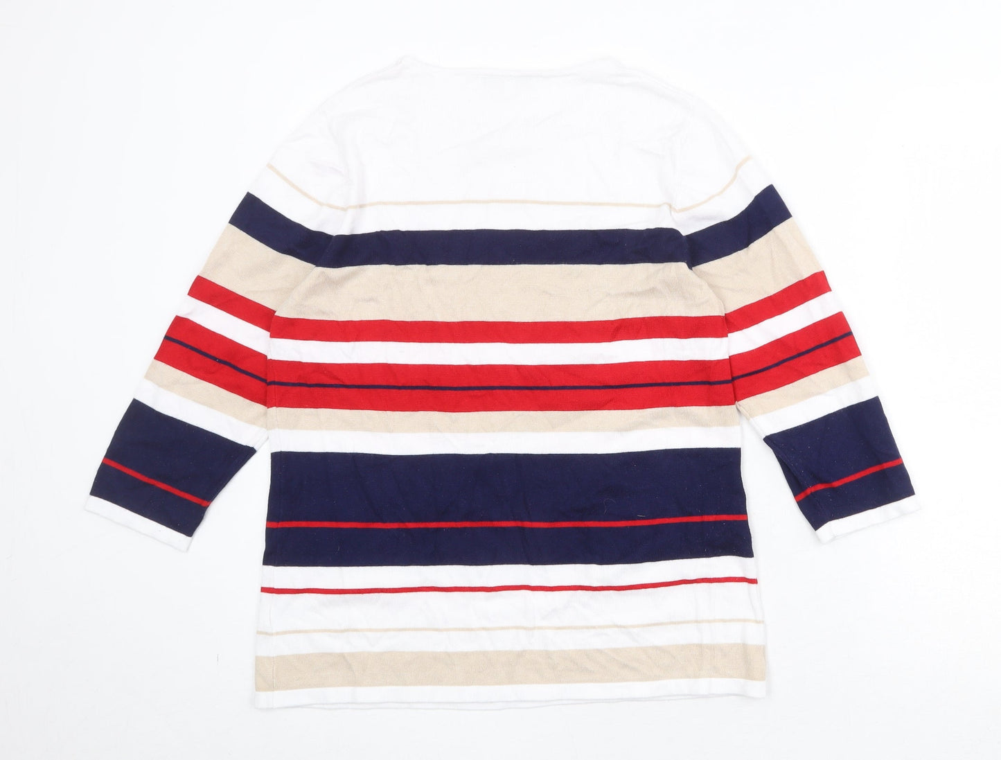 Lakeland Womens Multicoloured Round Neck Striped Viscose Pullover Jumper Size M